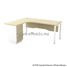 SWL-4D SKYWALK SERIES COMPACT L-SHAPE TABLE SET WITH WOODEN MODESTY PANEL AND FIXED PEDESTAL 4-DRAWERS